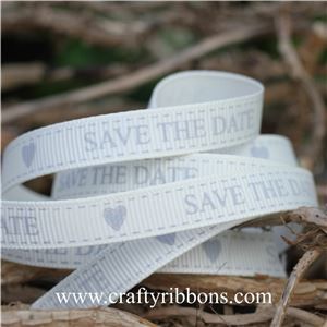 Wedding Owl Ribbon - Save the Date Bridal White